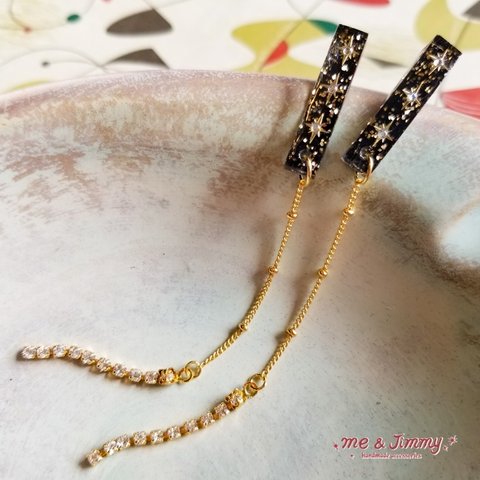 ✴Triple Starburst Swing Bijoux Earrings✴3連スターバーストスイングビジューピアス・イヤリング