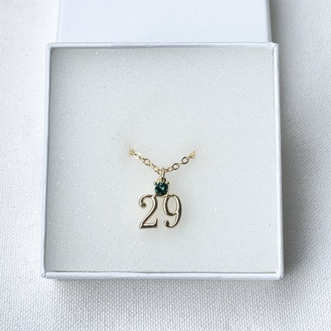 365日 誕生日ネックレス 数字「29」 (石→誕生月)(数字→誕生日)