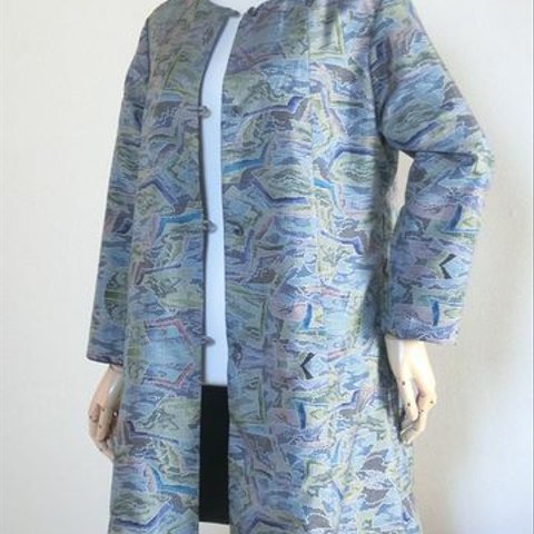 着物リメイク✿大島紬と青色のお着物からのリバーシブル仕立てコート