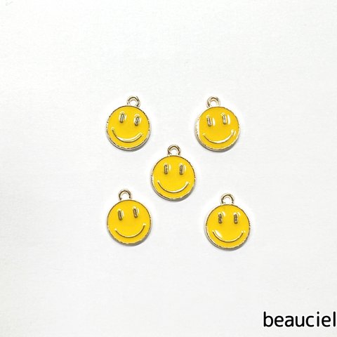 【14.5mm  6個】スマイリーチャーム 笑顔 スマイル SMILE ニコちゃん エナメルチャーム メタルチャーム