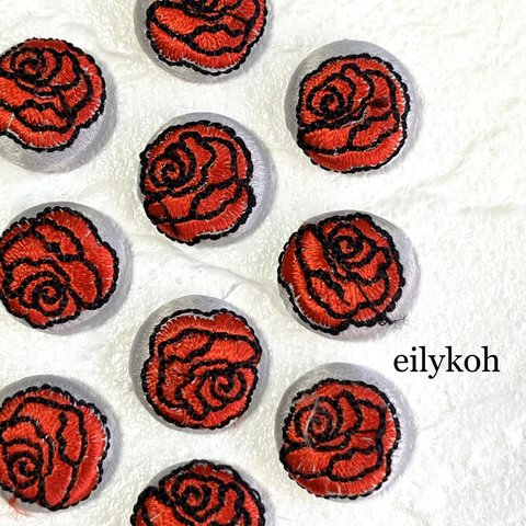 G191/2個/薔薇の刺繍のカボション