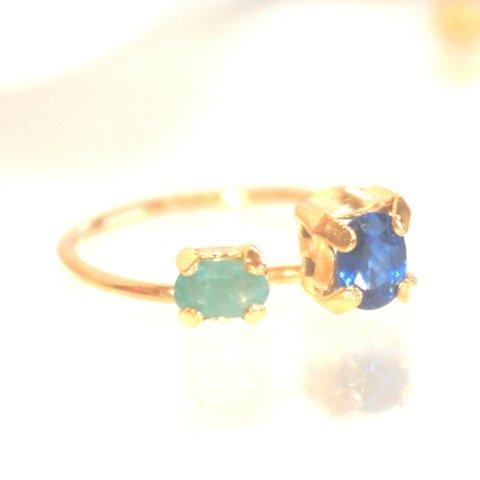 - color - Paraiba Tourmaline & Blue Sapphire Ring