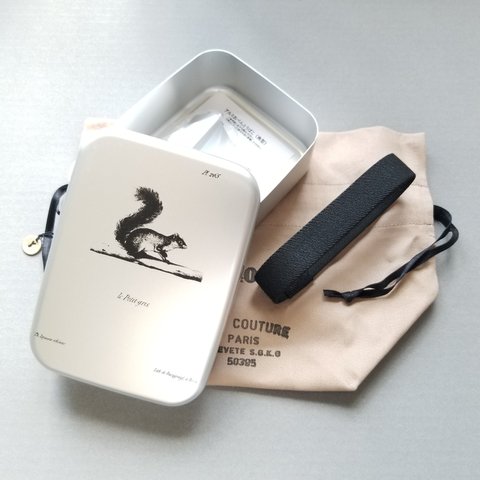 【LUNCH・BOX】　巾着袋＋ランチベルト付/博物画・MG/201-リス　　　【アルミ・日本製】