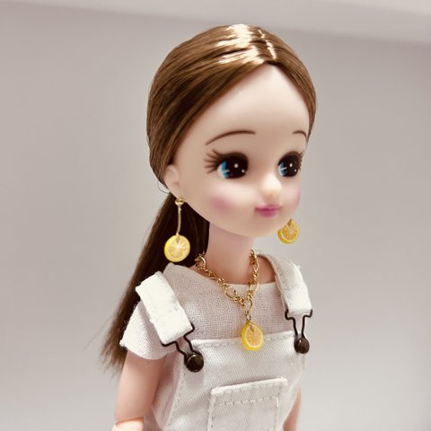 リカちゃん　アクセサリー　フルーツ　レモン　🍋　3点セット　ピアス　ネックレス　小物