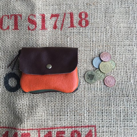 小さな革の財布/可愛いミニ財布/mini-cho-gr-or