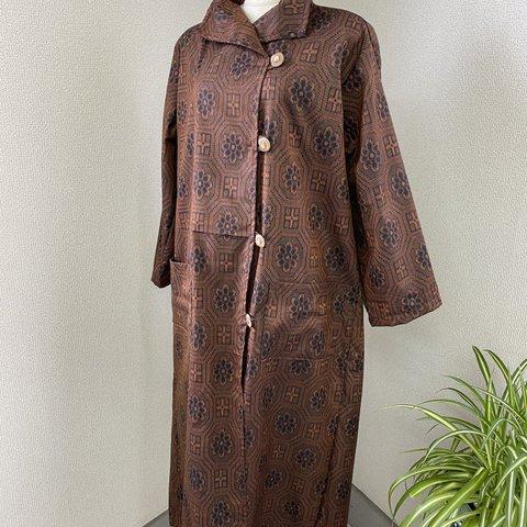 【着物リメイク】正絹のブラウンのコート