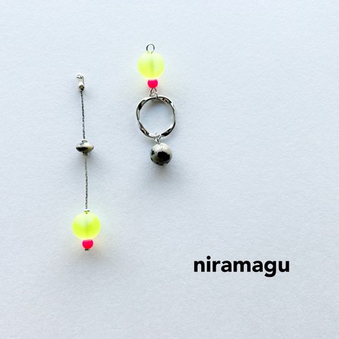neon yellow＊asymmetry pierce