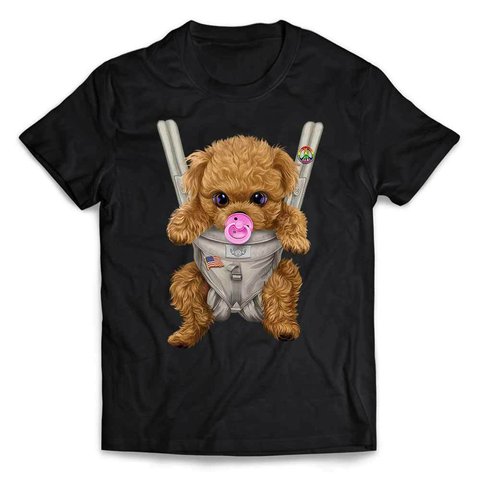 半袖Tシャツ 茶毛 プードル  いぬ 犬 抱っこ 抱っこ紐 おしゃぶり by FOX REPUBLIC