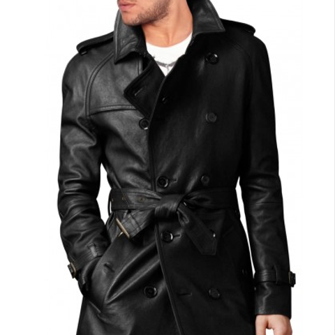 羊革ロングトレンチコートメンズ Sheep Leather Long Trench Coat Men