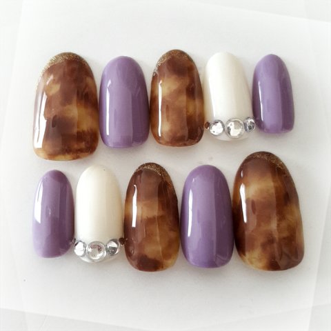 べっ甲ネイル Lilac×bijoux