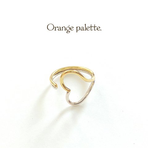 ［silver950×brass］bicolor heart ring／バイカラーハートリング／1.5mm