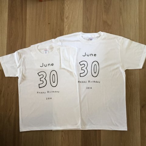 ●オーダー●2枚セット価格 ペアルック お誕生日 記念日 など 日付入りTシャツ