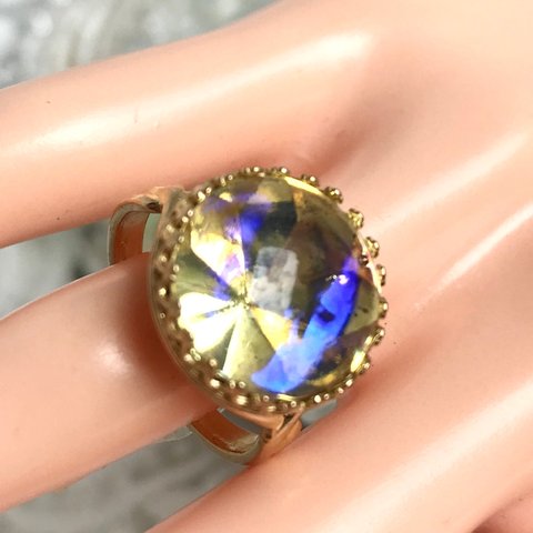 再々販　１９５０年代 西ドイツ オパールグラス  with パープルグロウ ring(フリーサイズ）