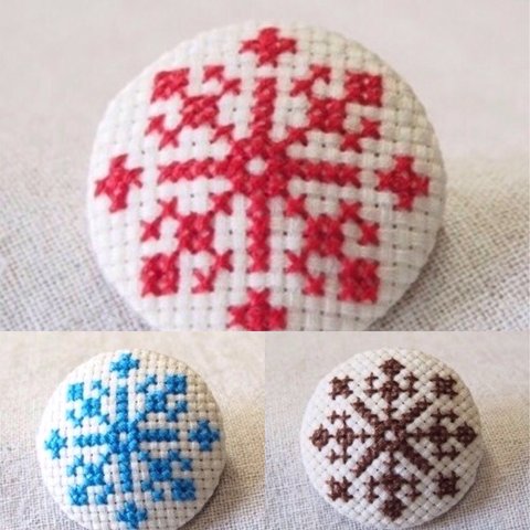 送料無料 刺繍ブローチ snow crystal