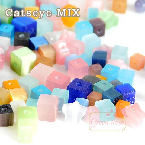 キャッツアイビーズ ミックス　15g/スター/ラウンド/スクエア/パワーストーン/材料/catseye13