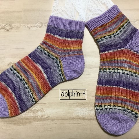 オパール毛糸の靴下　手編み　#3