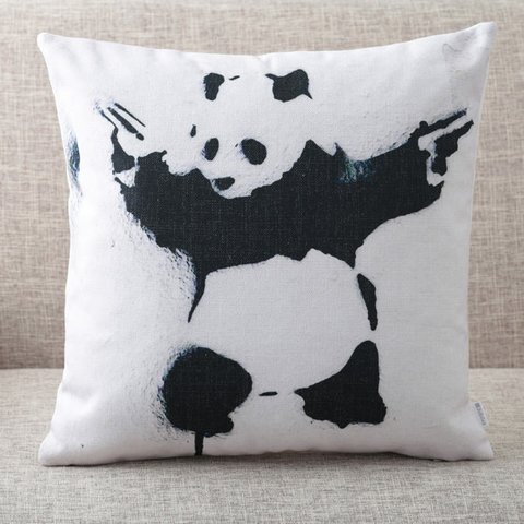 クッションカバー Banksy バンクシー Panda with Guns jubileecushionba065