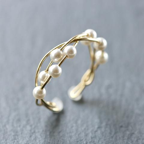 【人気❤️ 再販300以上】 2way❤️　イヤーカフ/リング  14kgf Swarovski Pearl Twist Ring