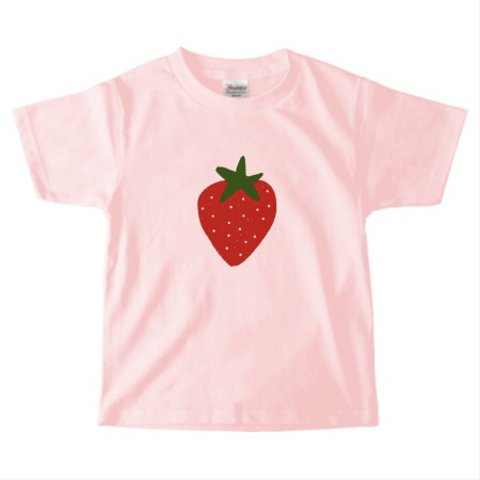 苺イラストのキッズTシャツ 4色  100〜140サイズ