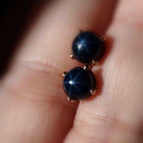 　BLUE STAR SAPPHIRE  5/6/6x4   K14GFピアス❀