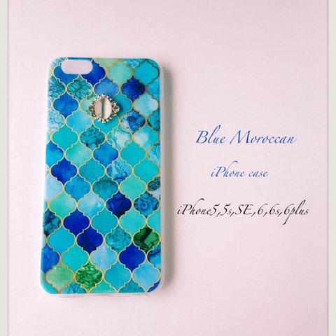 大人気！送料無料✴︎ソフトお素材✴︎Blue Moroccan iPhone case