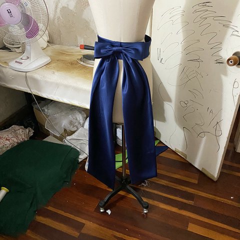  ウェディングドレス用　アクセ 　サテン　サッシュリボン 　ベルト　 ネイビー トレーン　カラードレス用　多色あり、オーダー可能