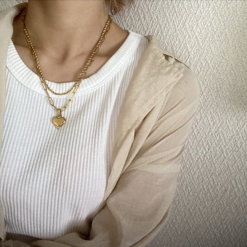 ーlove♡long necklaceー　ハートネックレス　チェーンネックレス　チェーンブレスレット　ロングネックレス　サージカルステンレス
