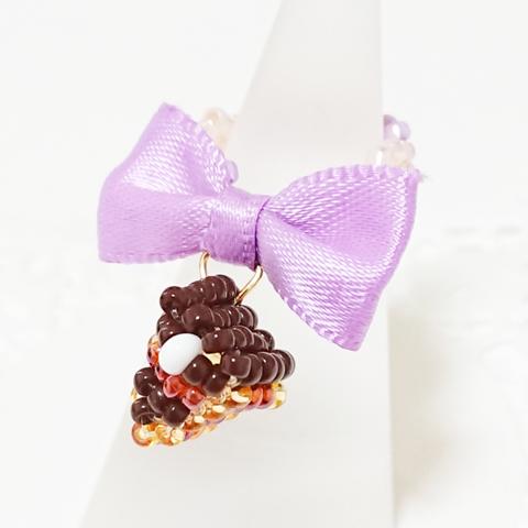 お花リング「piece of cake ・chocolate (purple)」