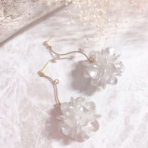 フラワー お花 ビジュー ロング ピアス イヤリング