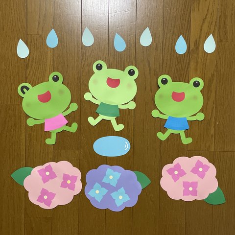壁面飾り【かえるちゃんズ】梅雨　6月　保育教材
