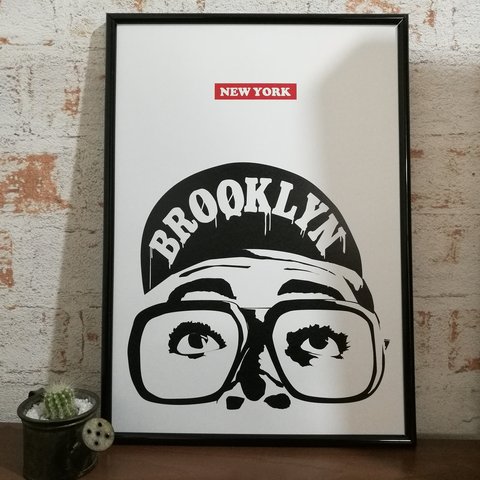 アートポスター　BROOKLYN NEW YORK ホワイト