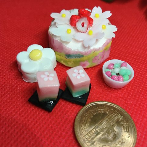 ミニチュアフード おひな様セット ケーキ　菱餅 雛あられセット