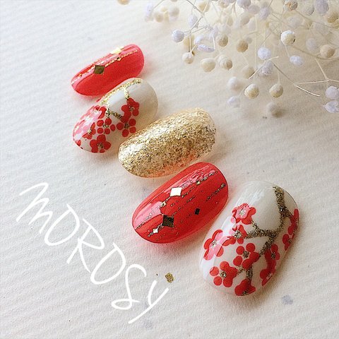 梅の花和風ネイル☆MOROSY35