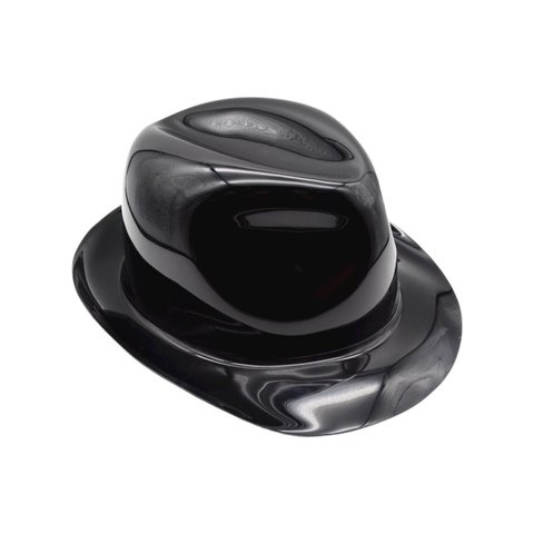 Vintage black plastic hard hat sculpture