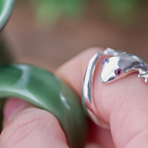 <ORDER> Gecko Odd-eye ring #11〜14【お好きな石2石/SV925】