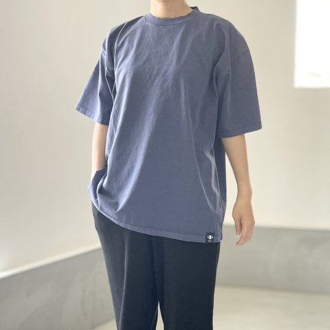 『2024新作』【ユニセックス】ピグメント加工ビッグシルエットTシャツ【ブルー】