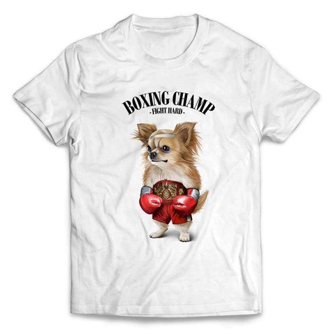 半袖Tシャツ チワワ 犬  ボクシング チャンピオン 筋肉 筋トレ by FOX REPUBLIC