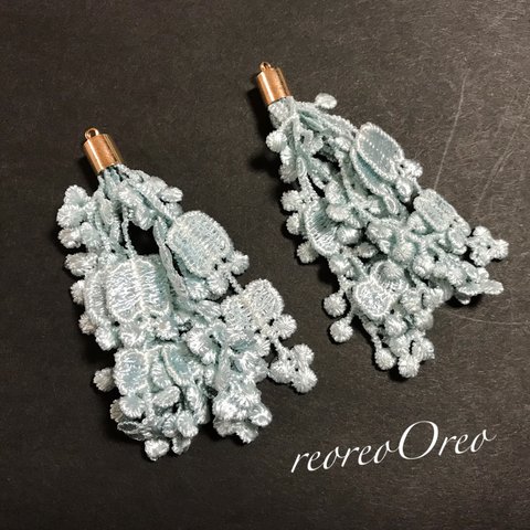 Flower race tassel  ミントブルー