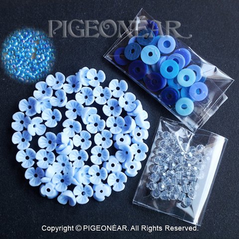 ★限定2花CapBeads6mm大入Set青(3capD)