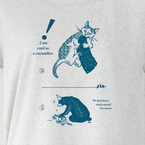 猫と熊 Tシャツ オートミール（インク：紺） XL