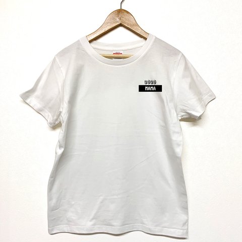 Tシャツ 『 MAMA 』 タグネーム2(西暦)　半袖　前面プリント　レディース