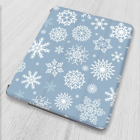 再販×3♬軽量♪『雪の結晶』北欧風♬ iPadケース　タブレットケース　iPadmini6　iPad10.2 第8世代 第9世代 第10世代 スマートケース 冬