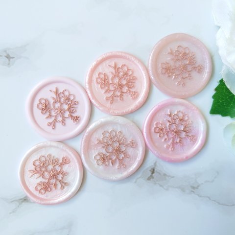 《Design：桜🌸》シーリングワックス　スタンプ　シール　６枚セット