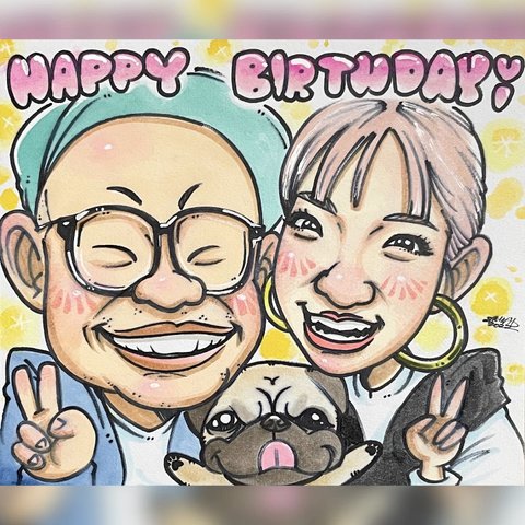 似顔絵オーダー　ハイクオリティ　似顔絵プレゼント】　誕生日プレゼント記念日　還暦　冠婚葬祭　ウエルカムボード　ペット　手書き　デジタル　