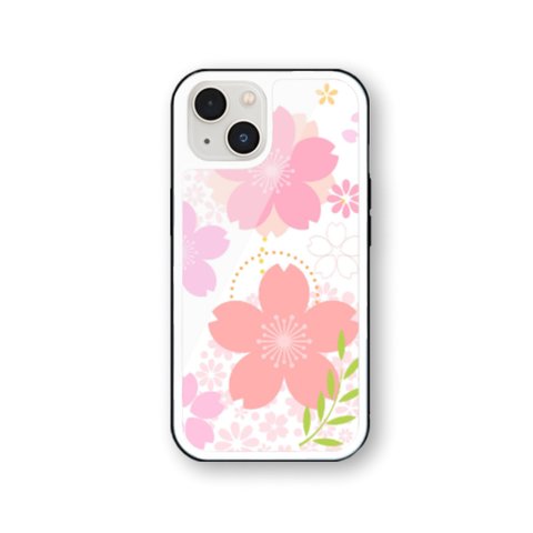 桜 93  強化ガラス iPhoneケース さくら　iPhone15 iPhone14 iPhone13 iPhone12 iPhone11 iPhoneSE2  iPhoneSE3