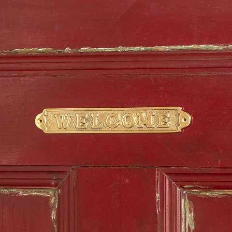 WELCOME（ウェルカム）重厚感ある真鍮製サインプレート 気持ちよく迎え入れてくれそうなドアを演出！  4519266631126