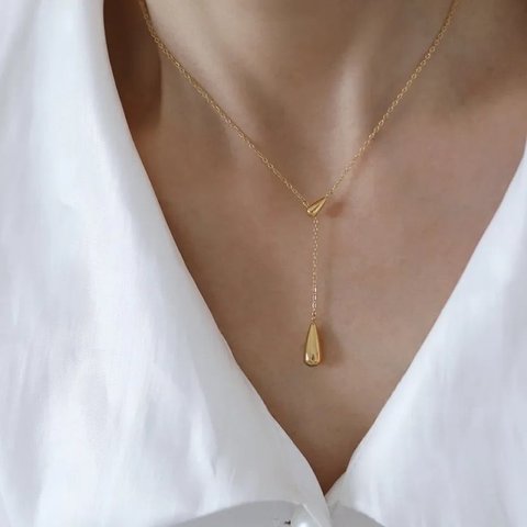 金アレ対応 316L teardrop necklace (0240)