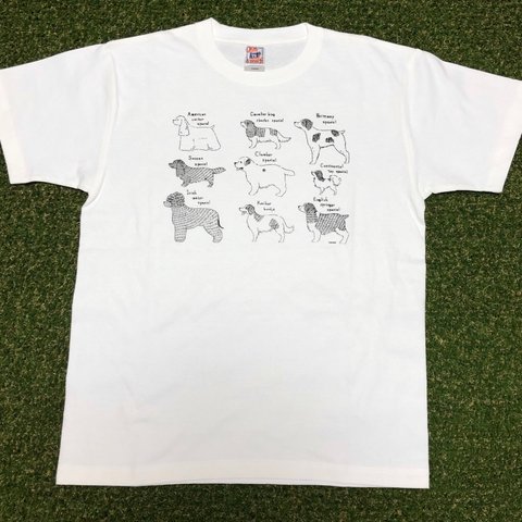 【Lサイズ】スパニエル柄 Tシャツ