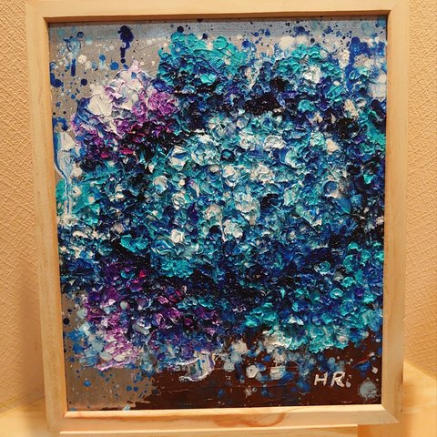 油絵 青い紫陽花