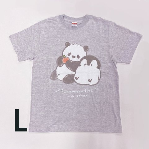 Tシャツ L　もこぺん ふわもこライフ -パンダ-（アッシュ）